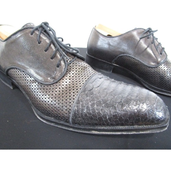EUC! Jo Ghost Italy Dark Gray Lace Up Python Cap Toe Oxford Shoes Men 43EU/10US - Picture 5 of 11